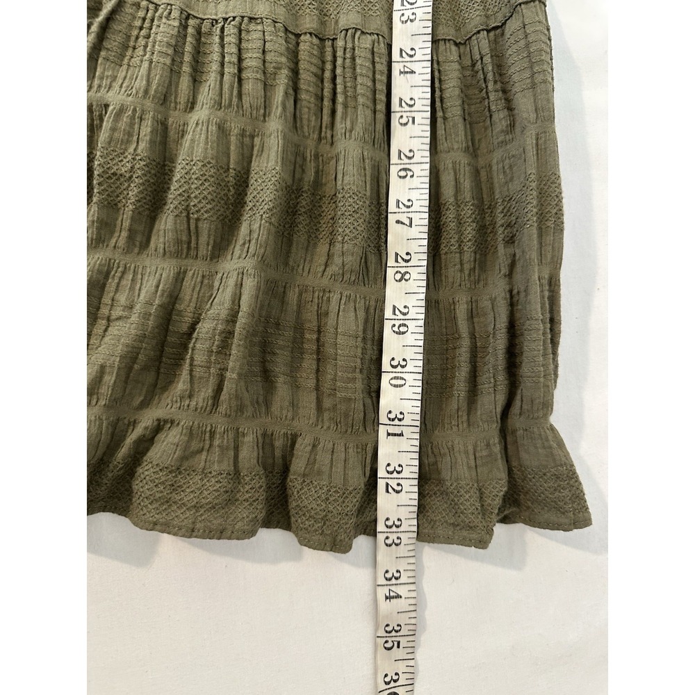 Max Studio Green Tiered Textured Knit Midi Skirt With Elastic Waist Flat Front L - Picture 7 of 9